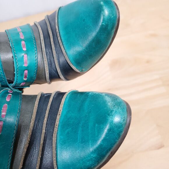 Spring Step Teal and Gray Ankle Booties - Picture 10 of 11